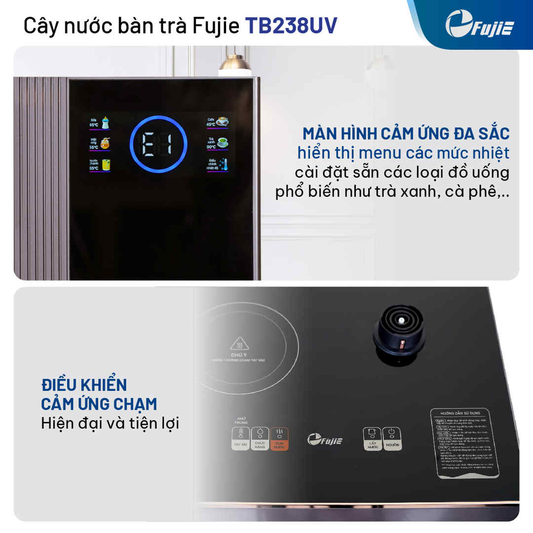 Cây nước nóng lạnh bàn trà có ngăn hỗ trợ khử khuẩn UV FujiE TB238UV